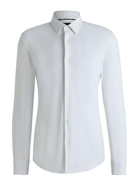 BOSS SLIM-FIT SHIRT IN STRUCTURED PERFORMANCE-STRETCH JERSEY