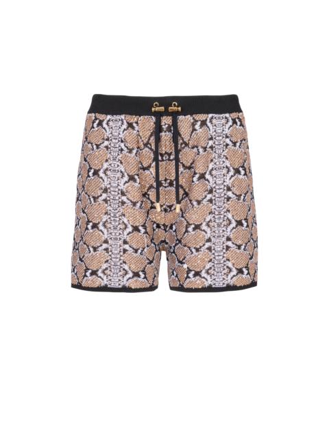 Snakeskin knit shorts