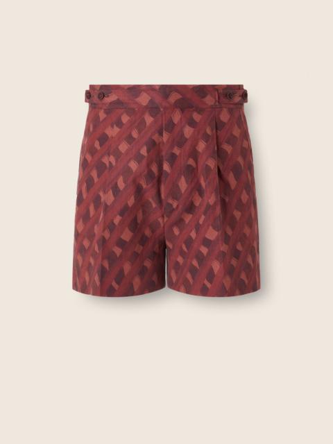 ZEGNA DARK BURGUNDY LINEN SHORTS