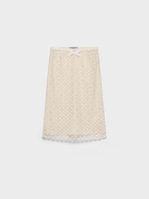 Prada Embroidered lace skirt