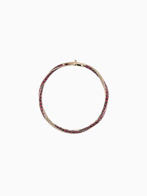 GIORGIO ARMANI 18K WHITE-GOLD, DIAMOND-AND-RUBY CIRCLE BRACELET