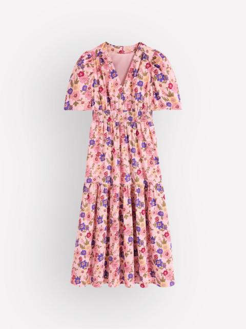BODEN Irene Puff Sleeve Cotton Dress-Pink, Blossomy Garden