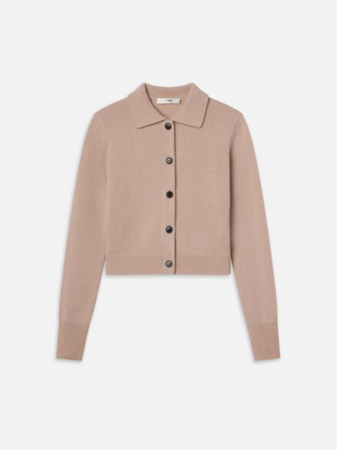 FRAME Shrunken Cashmere Cardi in Almond Pink