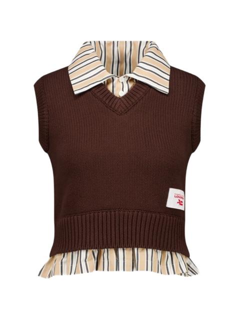 CHARLES JEFFREY LOVERBOY V-neck cropped vest shirt