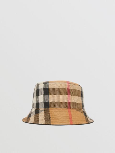 Burberry Check Faux Raffia Bucket Hat