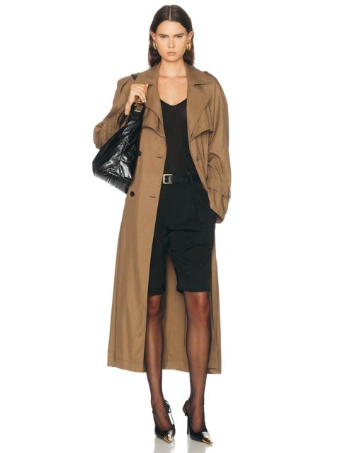 SAINT LAURENT Twill Long Trench Coat