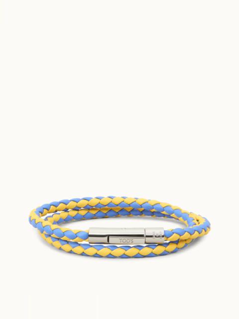 Tod's MYCOLORS BRACELET IN LEATHER - BLUE, YELLOW