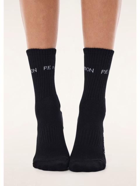 P.E NATION SIGNATURE SOCK IN BLACK & OPTIC WHITE