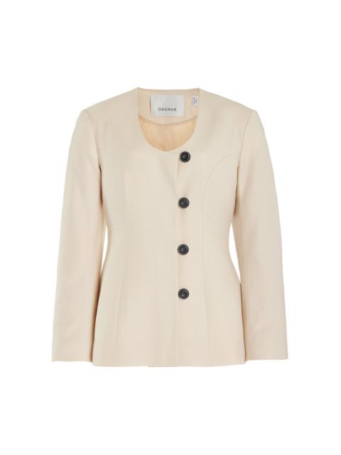House of Dagmar Collarless Wool-Blend Blazer brown