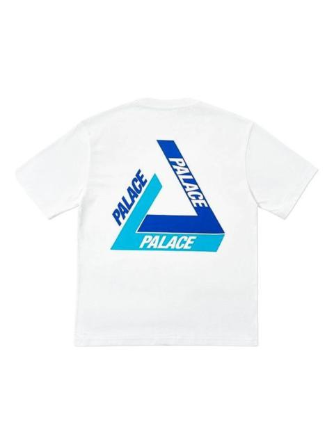 PALACE PALACE Tri-Shadow Christmas Limited Blue Colorblock Triangle Logo Round Neck Short Sleeve White T-Sh