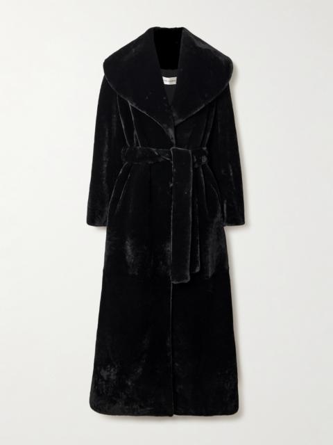 NOUR HAMMOUR Giovanna Belted Shearling Coat