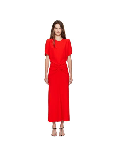 Victoria Beckham Red Gathered Waist Midi Dress