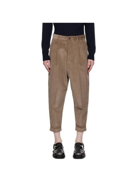AMI Paris Khaki Carrot Oversized Trousers.