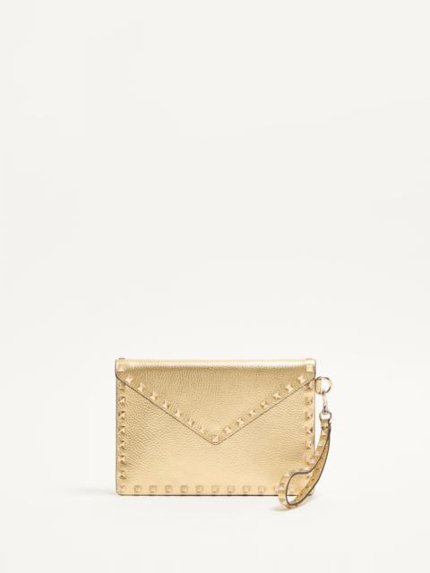 Valentino ROCKSTUD LAMINATED GRAINY CALFSKIN CLUTCH BAG