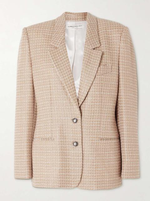 Oversized sequined checked bouclé-tweed blazer