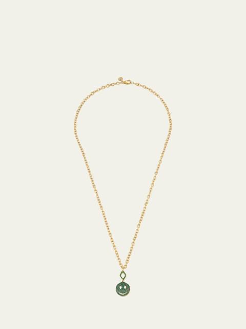 SYDNEY EVAN 14K Yellow Gold Emerald Happy Face Pendant Necklace