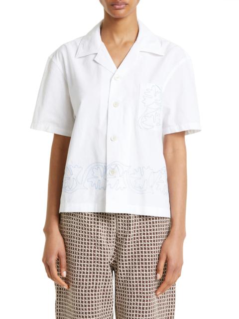 Zig-Zag Couching Short Sleeve Button-Up Shirt