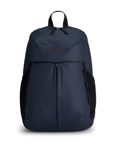 BOSS FAUX-LEATHER BACKPACK WITH ZIPPED FRONT POCKET