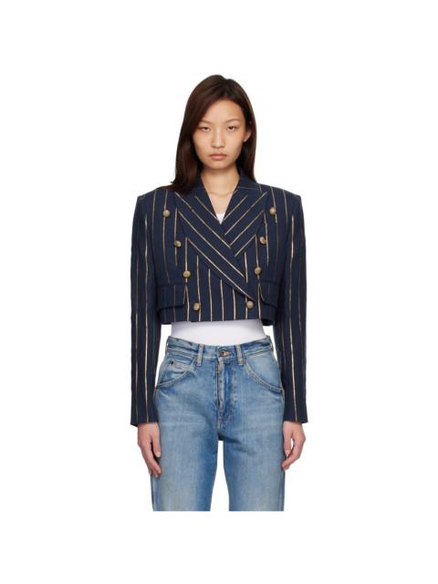 Vivienne Westwood Navy Long Sleeve Cut Off Blazer