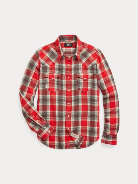 Slim Fit Plaid Twill Western Shirt