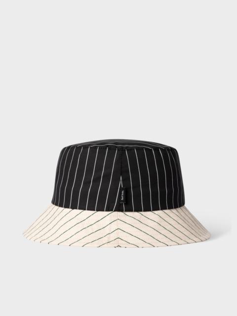 Black and Cream Stripe Bucket Hat