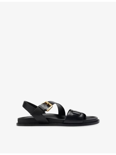 WHISTLES Asymmetric Buckle Leather Sandals