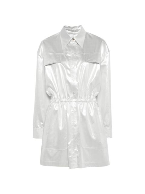 metallic-finish shirt dress