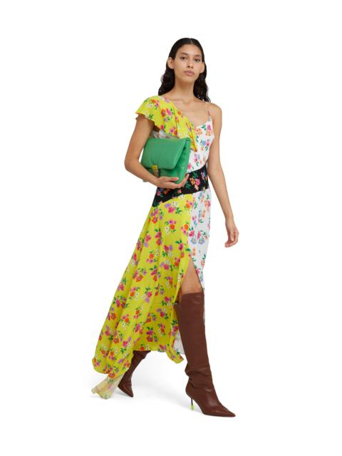 MSGM Patchwork viscose midi dress with "Micro Flower Bouquet" print