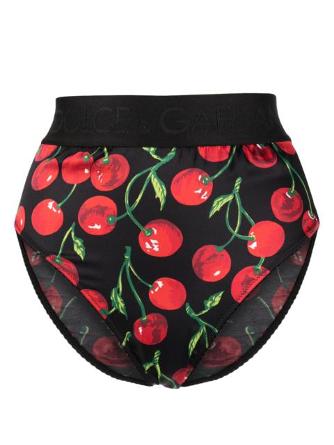 Black And Red Cherry Print Briefs