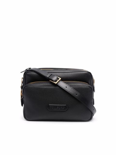 logo-patch leather shoulder bag