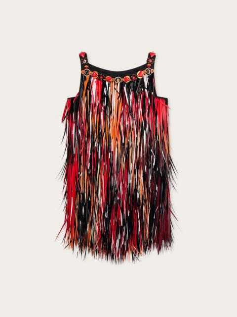 PUCCI EMBROIDERED DRESS WITH JEWEL NECKLINE