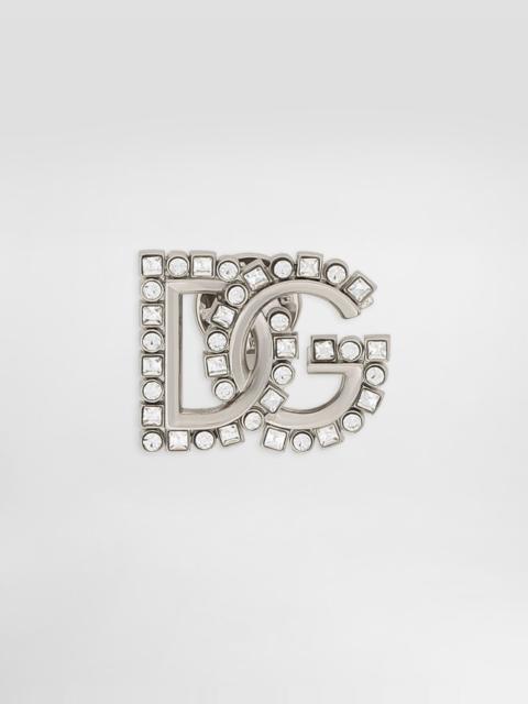 Dolce & Gabbana Rhinestone-detailed DG logo pin brooch