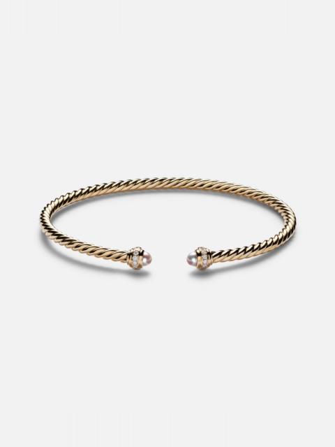 DAVID YURMAN Cablespira® Flex 18kt gold cuff bracelet with freshwater pearls and diamonds