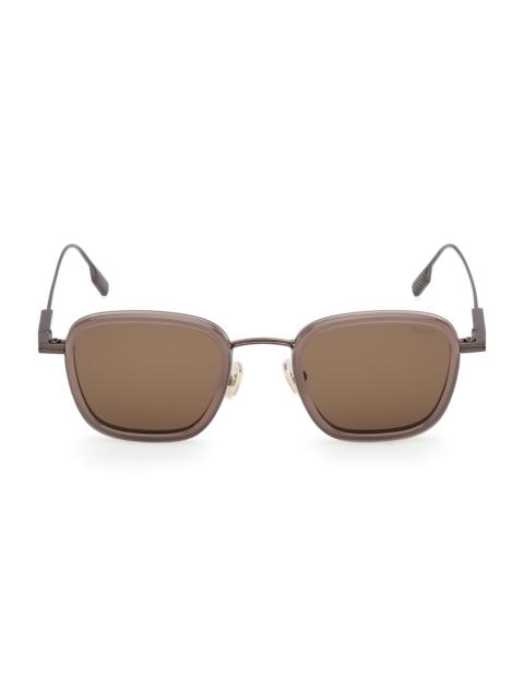 ZEGNA Men's 47MM Geometric Sunglasses - Light Brown
