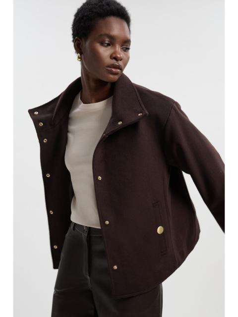 KAREN MILLEN Brushed Wool  Funnel Neck Tailored Short Coat