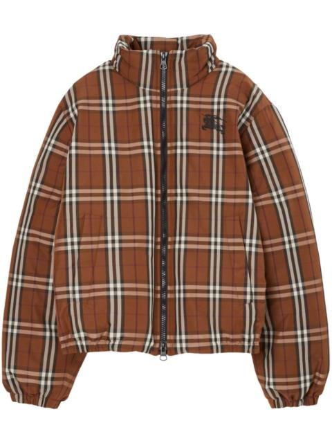 Burberry Dark Birch-check zip-up puffer jacket