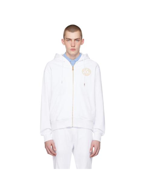 VERSACE JEANS COUTURE White V-Emblem Hoodie
