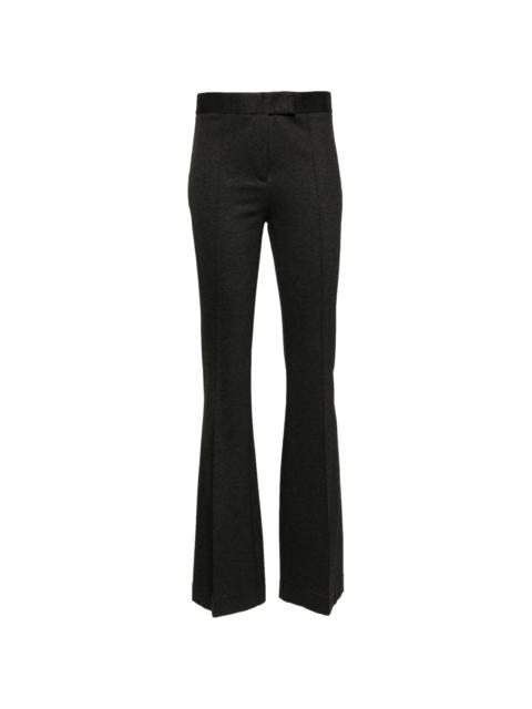mÃ©lange-effect mid-rise flared trousers