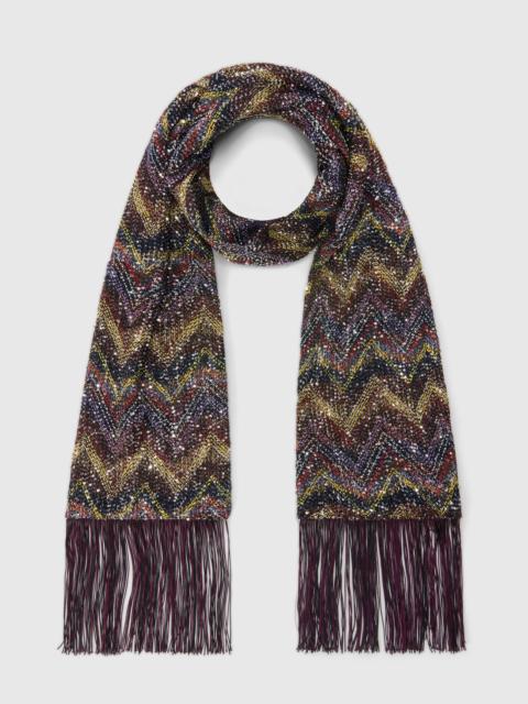 Missoni Lamé knit scarf with fringes and sequins