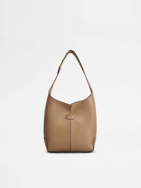 Tod's TOD'S DI BAG FOLIO SHOULDER BAG IN LEATHER SMALL - BEIGE