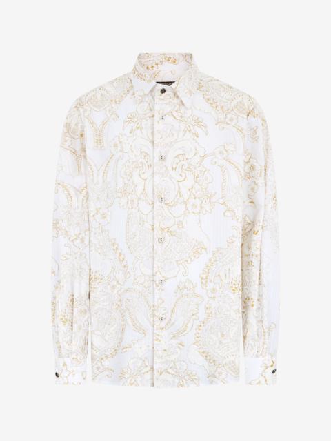 Roberto Cavalli White Shirt with Ornamental Motif