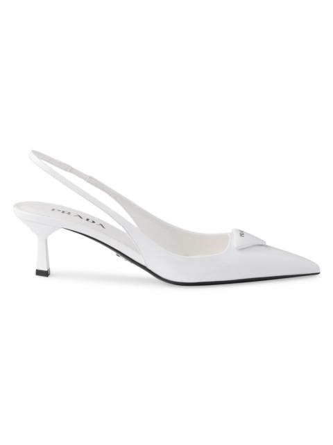 Prada Women's Patent Leather 55MM Slingback Pumps - White