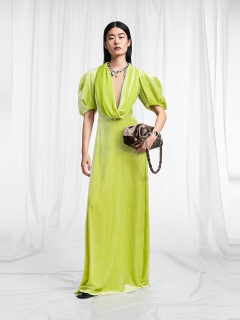 Maison Margiela Puff-Sleeve Velvet Cowl Maxi Dress