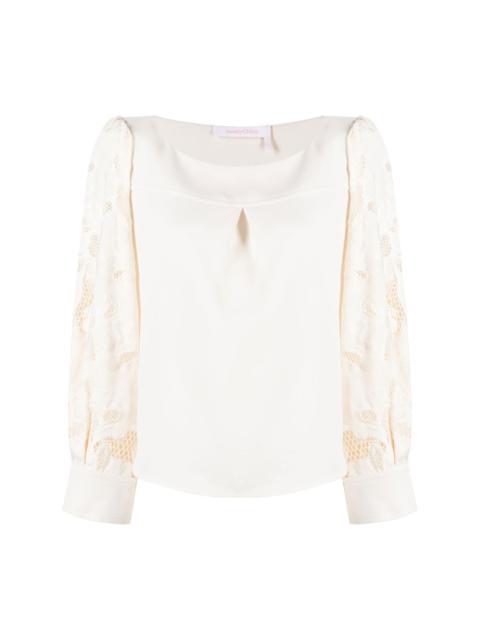 See by Chloé guipure long-sleeve blouse