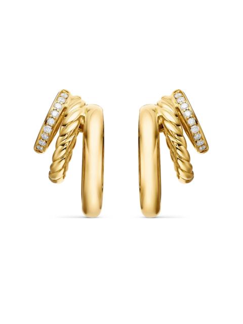 DAVID YURMAN Women's Mercer Multi Hoop Earrings in 18K Yellow Gold with Pavé Diamonds - Diamond