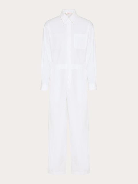 Valentino COTTON POPLIN JUMPSUIT WITH FLOWER EMBROIDERY