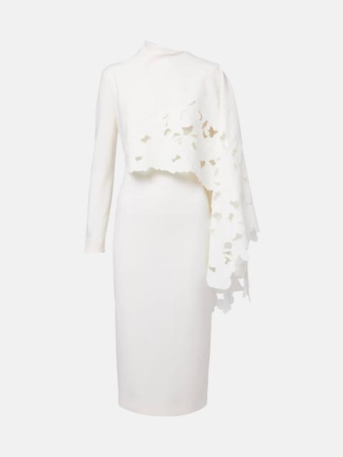 Oscar de la Renta Cape-detail wool-blend midi dress