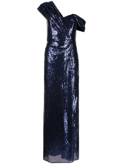 BADGLEY MISCHKA high-shine cold-shoulder midi dress
