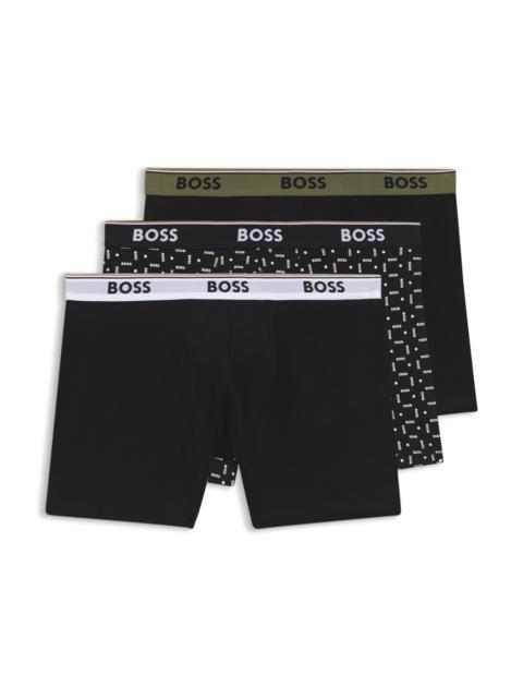 BOSS THREE-PACK OF STRETCH-COTTON BOXER BRIEFS