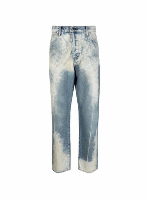 acid wash straight-leg jeans